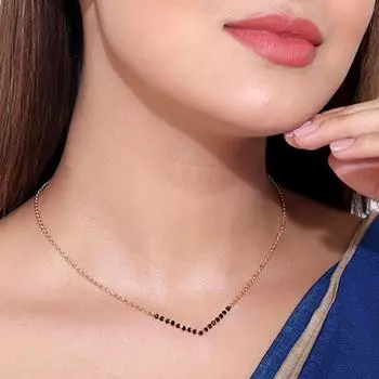 Элегантный Bollywood Gold Stylish Tanmaniya Nallapusalu Black Diamond Mangalsutra для женщин S чёрный