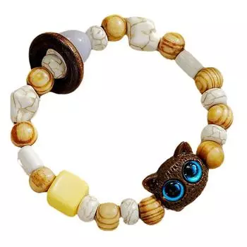 Элегантный браслет из бусин с кошачьим шармом, модный браслет из бусин, украшение с подвеской в виде кошки для повседневной носки, свиданий, вечеринок