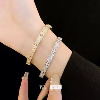 Элегантный браслет из циркония: Высококачественные модные универсальные украшения в холодном стиле. Bracelet золотой