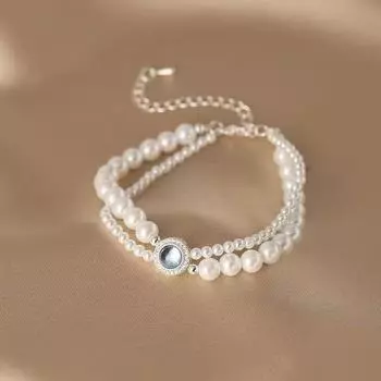 Элегантный браслет из искусственного жемчуга ручной работы для женщин с винтажным геометрическим дизайном White Pearl