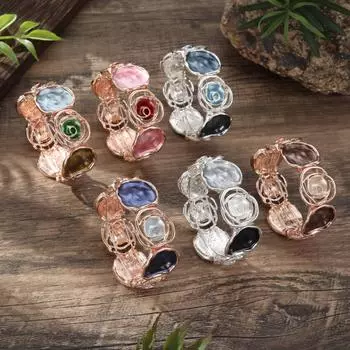 Элегантный браслет из сплава с полым цветком голубой розы, креативный женский браслет с цветком розы ко Дню святого Валентина синий