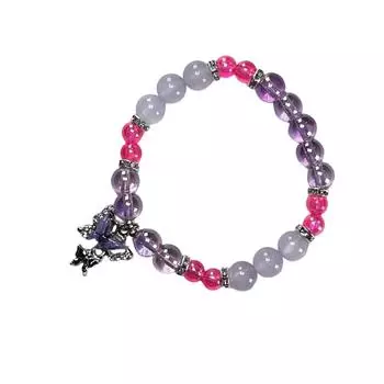 Элегантный браслет из стеклянных бусин с подвеской-бабочкой, ручная цепочка для любителей моды, браслет дружбы ручной работы фиолетовый