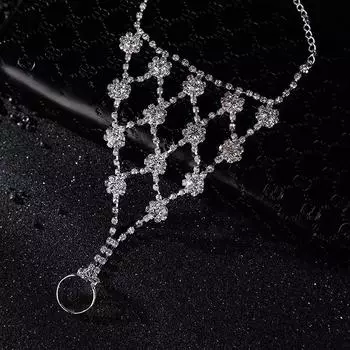 Элегантный браслет на щиколотку для невесты со стразами на пляже 1534