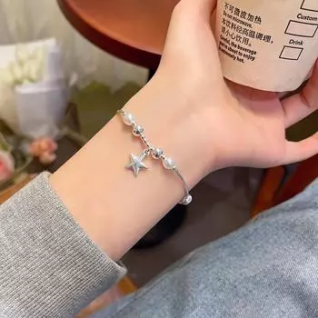 Элегантный браслет со звездным жемчугом - модные роскошные женские украшения для рук S477 серебряный