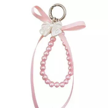 Элегантный брелок-подвеска в виде бабочки с бантом, с имитацией жемчуга, бисерный брелок для женщин, стильный и нежный шарм для рюкзака розовый