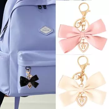 Элегантный брелок-подвеска в виде банта в виде сердца, брелок-сердце ручной работы для женщин, модное украшение для рюкзака розовый