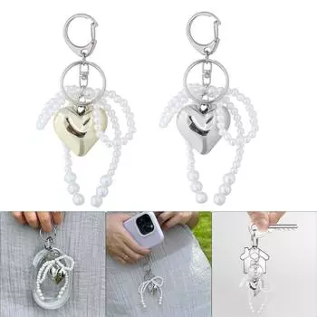 Элегантный брелок-подвеска в виде сердца с бантом, стильный держатель для ключей для женщин, прочный сплав, подвеска для автомобильного ключа золотой