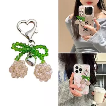 Элегантный брелок с бантом из хрустальных бусин и брелок с бантом из сладкой вишни с хрустальными бусинами, персонализированный брелок-украшение 1 розовый