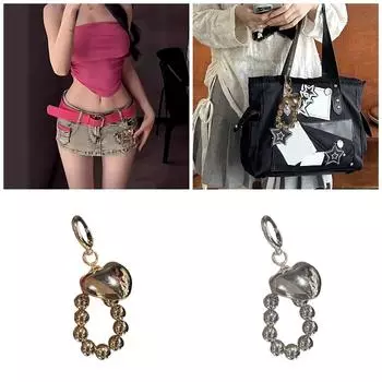 Элегантный брелок с подвеской в виде сердца, нежное украшение в виде сердца, шикарный брелок в виде сердца, аксессуар для сумки золотой