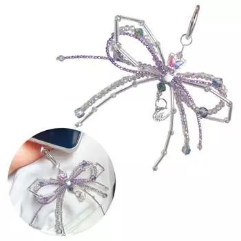 Элегантный брелок с узлом-бабочкой, стеклянный кулон с бантом из бисера, подвесной брелок для телефона, аксессуар для сумки и украшения автомобиля
