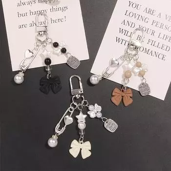 Элегантный брелок с жемчугом и бантом, милые брелки, креативная симпатичная подвеска на сумку для автомобиля