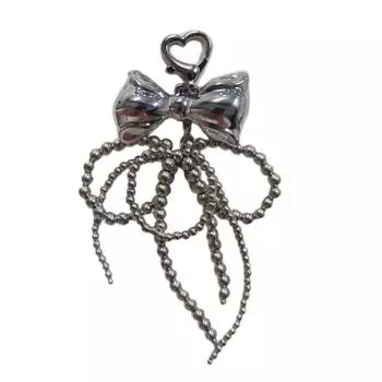 Элегантный брелок с жемчужным бантом, подвеска в виде сердца, очаровательные подвесные украшения для кошелька, сумки, рюкзака, сумки серебряный