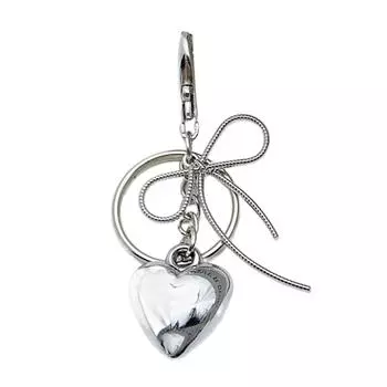 Элегантный брелок в форме сердца с бантиком, стильный держатель для ключей в форме сердца, модная подвеска, идеально подходит для особых случаев серебряный