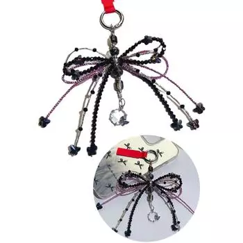 Элегантный черный хрустальный бант-подвеска, привлекающая внимание, подвеска на сумку, модный брелок с подвеской в виде банта из бисера