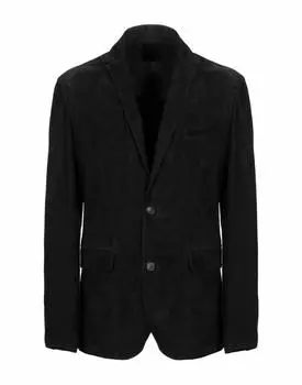 Элегантный черный кожаный пиджак мужской из чистой замши пальто ручной работы формальный модный рабочий S чёрный