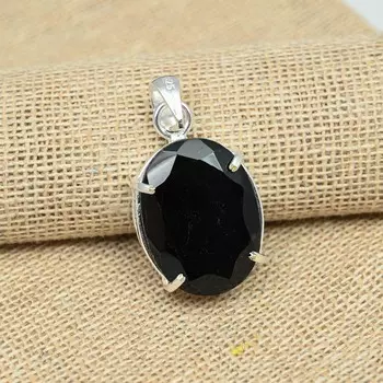 Элегантный черный шпинель драгоценный камень стерлингового серебра 925 пробы ручной работы кулон ювелирные изделия свадебный подарок 1.57 Inches чёрный