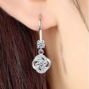 Элегантный циркон крючок кристалл круглый подарок для женщин ювелирные изделия серьги-подвески аксессуары висячие серьги розовый