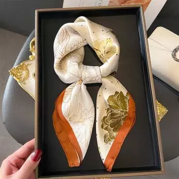 Элегантный цветной цветочный маленький квадратный шарф, имитация шелкового шарфа, платок с принтом, защитный шарф для шеи, профессиональный шарф 70*70cm