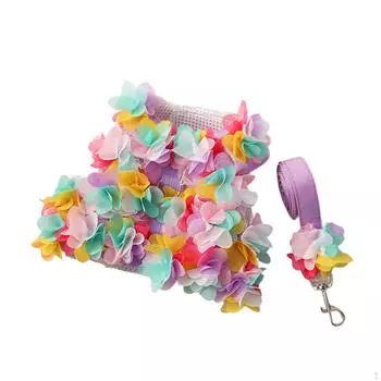 Элегантный цветочный комплект поводков и шлейки для стильных питомцев S