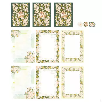 Элегантный цветочный набор канцелярских принадлежностей с линованными листами и подходящими конвертами Puppy