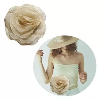 Элегантный цветок, булавка для корсажа, украшение, привлекательный большой цветок, булавка для лацкана, нежная тканевая брошь с цветком, булавка, аксессуар абрикосовый