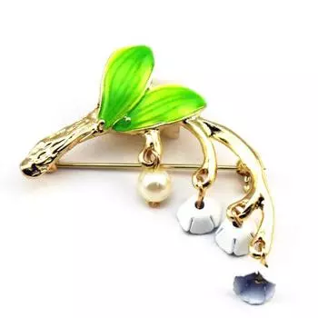 Элегантный цветок ландыша с эмалью для женщин, платье, шарф, брошь, булавка, ювелирные изделия, мода