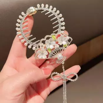 Элегантный цветок ландыша с жемчужной кисточкой, хвостик, пряжка, заколки для волос, заколки для волос, женские аксессуары для волос для девочек