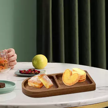 Элегантный деревянный сервировочный поднос с отделениями для приема гостей Style C