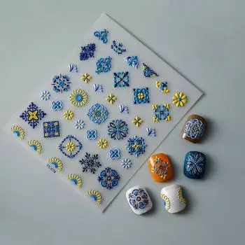 Элегантный дизайн Bohemia 5D наклейки для ногтей слайдеры для переноса тиснение наклейки