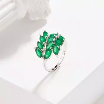 Элегантный дизайн, натуральный зеленый агат, стерлинговое серебро 925 пробы, потрясающее кольцо для женщин, вечерние, помолвочные, роскошные ювелирные изделия, подарок US RING SIZE:7# зелёный