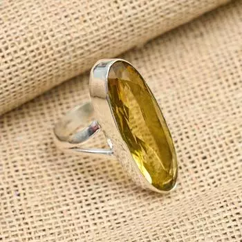 Элегантный драгоценный камень цитрин, ювелирные изделия ручной работы из стерлингового серебра 925 пробы, прекрасное кольцо для нее 4 жёлтый
