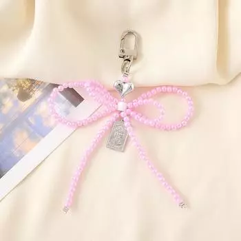 Элегантный двойной бант-сердце кулон брелок универсальный ручной работы бисерный телефон шнурок рюкзак украшения аксессуары