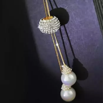 Элегантный двойной жемчужный шар регулируемый кулон золото серебряный цвет длинное ожерелье для женщин винтажные ювелирные изделия 340 KO2