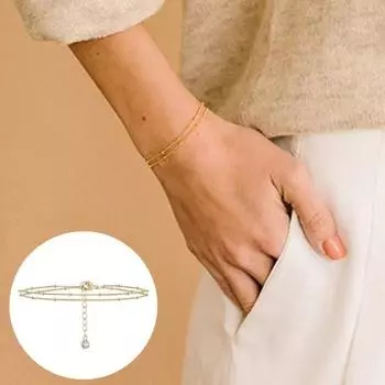 Элегантный двухслойный браслет-цепочка с бусинами и инкрустацией стразами, регулируемая удлинительная цепочка, женский металлический браслет золотистый
