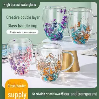 Элегантный двухслойный стеклянный стаканчик на 10 унций для кофе или воды, креативный и высококачественный дизайн