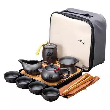 Элегантный фиолетовый глиняный портативный чайник для путешествий на открытом воздухе, чайные чашки, чайный набор для путешествий на открытом воздухе shangshan ruoshui