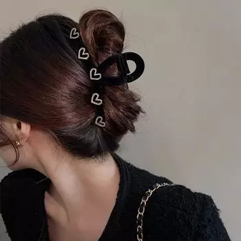 Элегантный флокированный коготь для волос модная женская девушка сердце стразы конский хвост коготь заколка для волос заколка аксессуары для волос