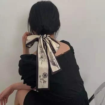 Элегантный французский цветочный длинный ободок для волос с бантом - модный головной убор феи для женщин 2022 года