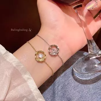 Элегантный геометрический браслет из циркония для женщин — стильный и универсальный дизайн, вдохновленный знаменитостями S624 золотой