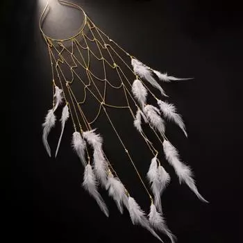 Элегантный головной убор с перьями и кисточками, украшение для волос, повязка для волос в богемном стиле, украшение для свадеб и отпусков золотой