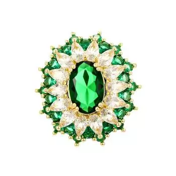 Элегантный и элегантный, Элегантный и элегантный вырез костюма со стильной овальной брошью, инкрустированной цирконом, для изысканной и элегантной светской львицы