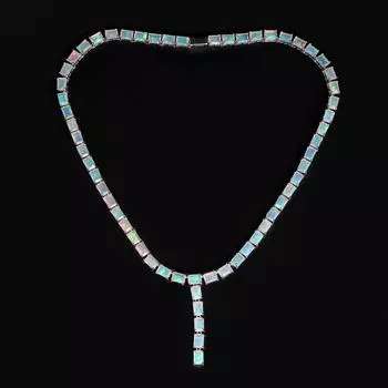 Элегантный и благородный дизайн, насыщенные цвета, камни-камни октября, натуральный опал, роскошное ожерелье из серебра 925 пробы, женская свадебная и банкетная одежда 47cm+4cm белый