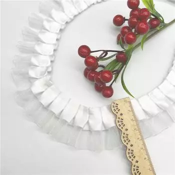 Элегантный и изысканный 4 см двойной складки прозрачный шифон кружево одежда подол одежда DIY аксессуары многоцветный кружевной тесьма ремесла изготовление лент 2.5cm*10 Yards