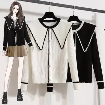 Элегантный и простой свитер прямого кроя большого размера с застежкой на одну пуговицу L белый