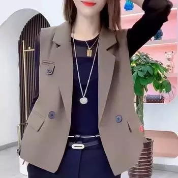 Элегантный и шикарный женский жилет, пиджак, жилет для весны L чёрный