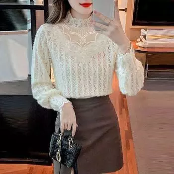 Элегантный и универсальный кружевной топ для женщин — идеально подходит для весны и осени XL