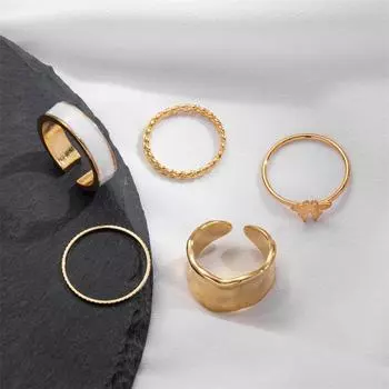 Элегантный и универсальный модный набор колец с бабочками, набор из 5 предметов, простое кольцо с бабочкой, популярные женские украшения
