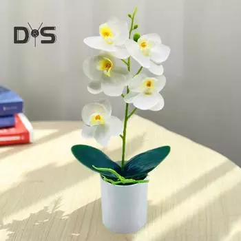 Элегантный искусственный бонсай, легкий уход, 5 голов, красивые искусственные цветы орхидеи, товары для вечеринок фиолетовый/белый