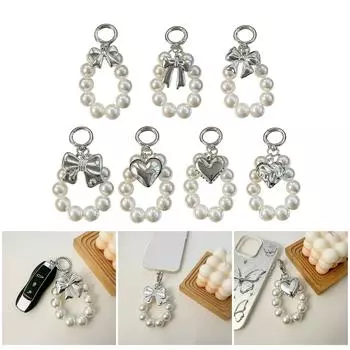 Элегантный искусственный жемчуг бант брелок подвеска акриловые бусины брелок модная сумка кулон для сумок и рюкзаков 2