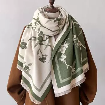 Элегантный кашемировый шарф, шали и накидки для женщин, Bufanda Mujer, женское пончо, толстое теплое одеяло, зимние шарфы зелёный